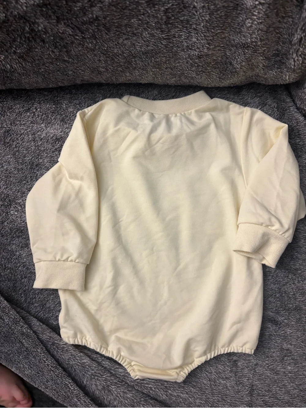 Infant Cream Long-Sleeve One-Piece with Orange & Black Halloween Graphic